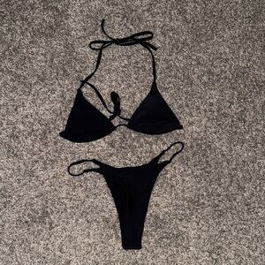 Matte Collection Women’s Black Triangle Bikini Two-Piece Swimsuit Size S